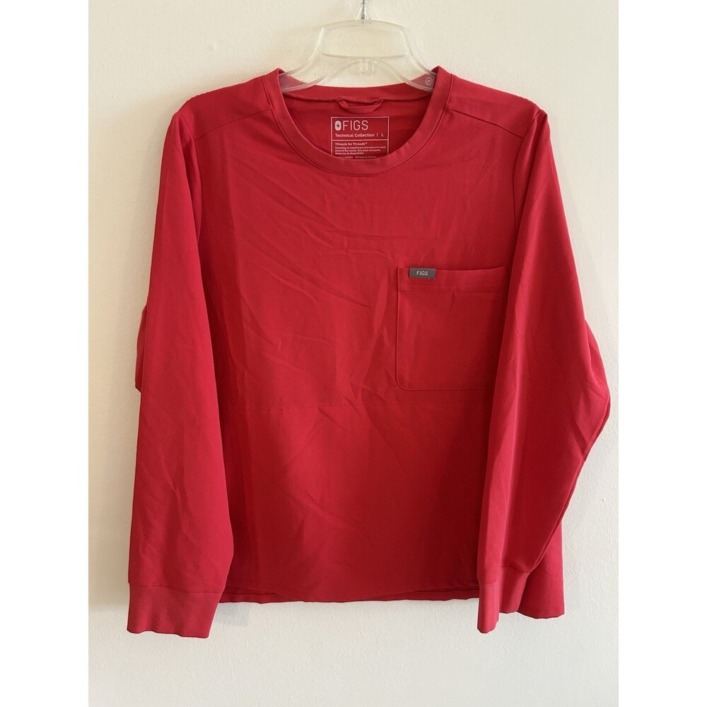 FIGS Catarina Technical Collection Womens V-Neck Scrub Top Long Sleeve Size L